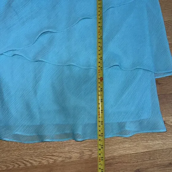 VTG 80s Ursula of Switzerland Mother Of Bride 16w Aqua Gown Tiered Sleeveless - Picture 7 of 9